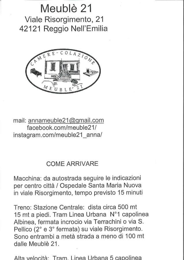 Meuble' 21 Di Anna Hotel Reggio Emilia Exterior photo